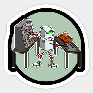 Robot Musician Playing Modular Synthesizer Sticker